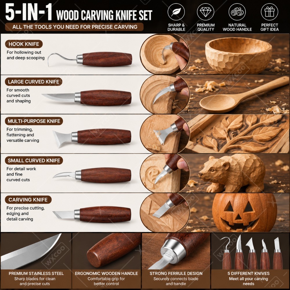 Set Pahat Ukir Kayu WXCOO, Bil - Woodworking Kits For Beginners ulasan dan harga