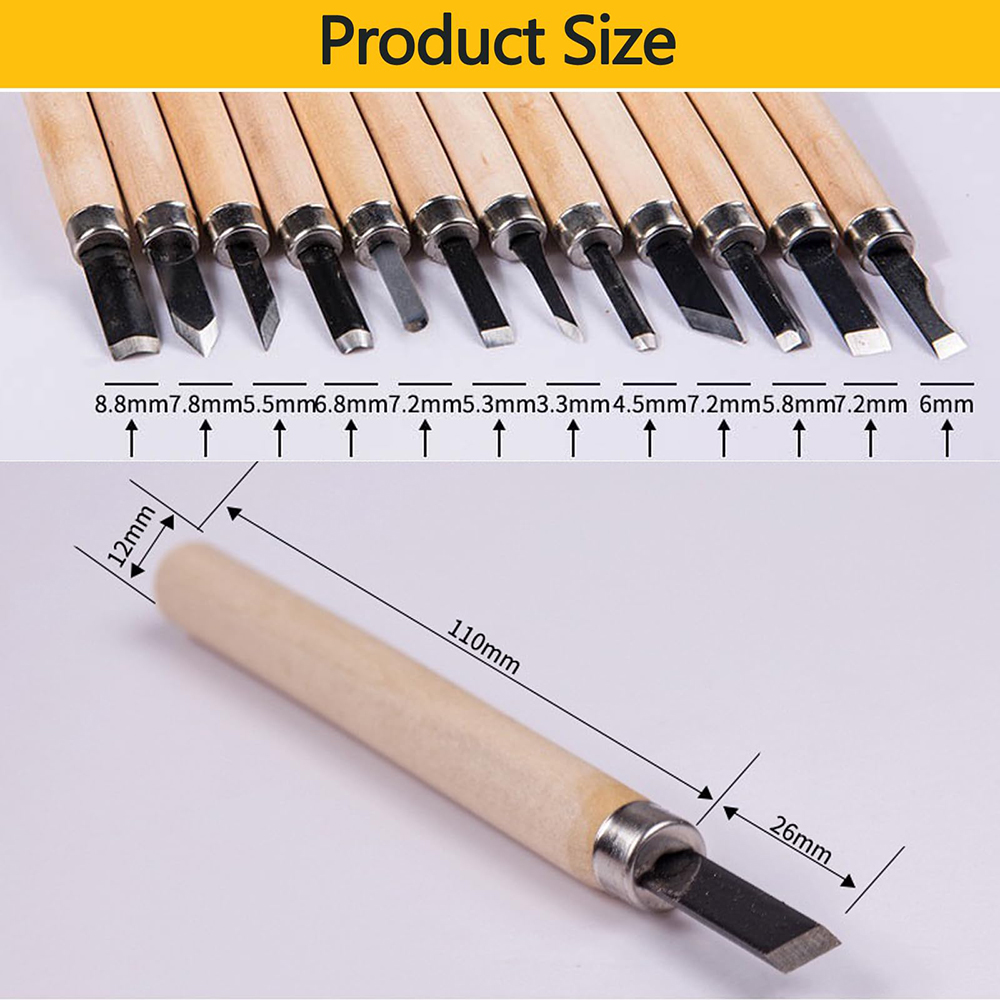 12pcs Set Pahat Ukir Kayu Prof - Woodworking Kits For Beginners ulasan dan harga