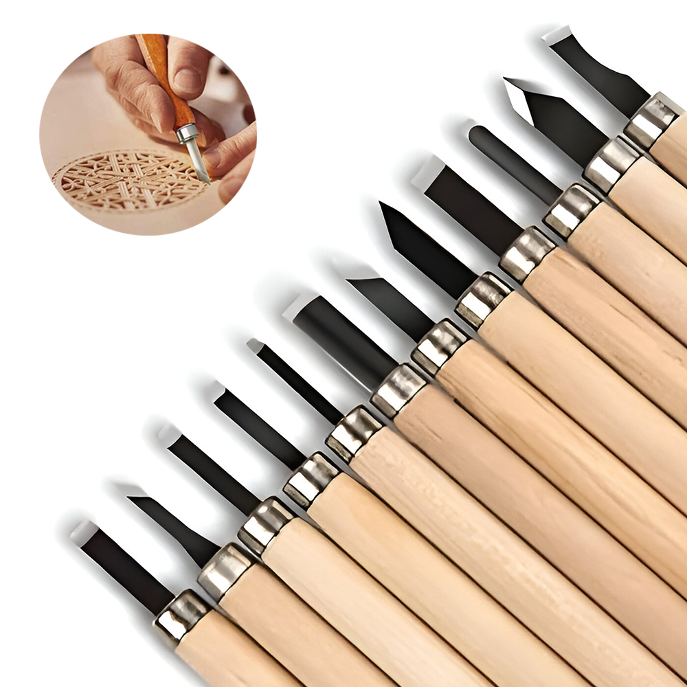 12pcs Set Pahat Ukir Kayu Prof - Woodworking Kits For Beginners ulasan dan harga